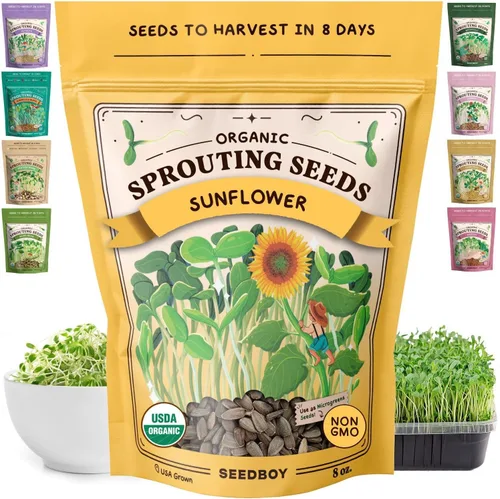 Miniatura 9 de Seedboy Semillas orgánicas sin OMG, mezcla de ensalada fresca, mezcla de microverduras cultivadas en Estados Unidos con alfalfa, brócoli, rábano