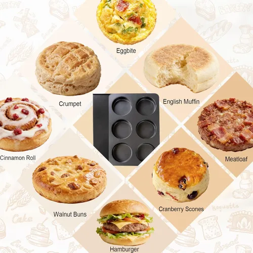 Miniatura 6 de 2 moldes para magdalenas con tapa, antiadherente de 3.6 pulgadas, molde recto para magdalenas para 6 tazas, molde para panecillos de hamburguesas 2
