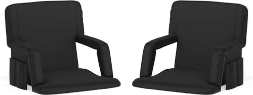 Miniatura 23 de Flash Furniture Malta - Asiento de estadio portátil extra ancho para gradas o bancos, silla de estadio acolchada con correas para mochila y Rojo