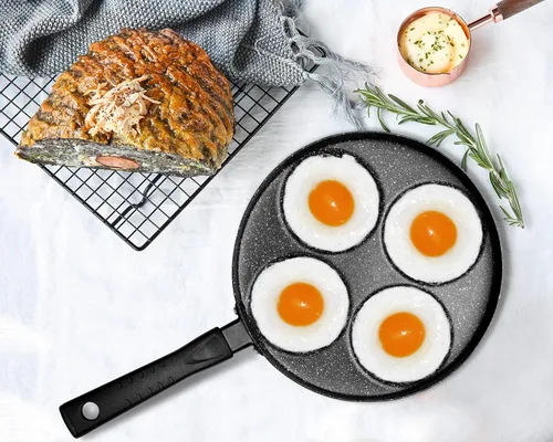 Miniatura 5 de MyLifeUNIT Sartén de aluminio para huevos de 4 tazas, sartén antiadherente para huevos