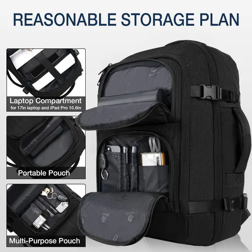Miniatura 2 de Dinictis Mochila de viaje para laptop de 40 L para hombres y mujeres, compatible con cuaderno de 17 pulgadas, mochila de maleta aprobada para vuelo