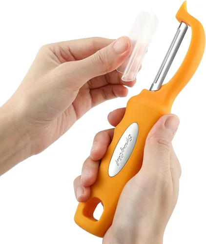 Miniatura 8 de Spring Chef Pelador de Verduras Giratorio Premium, Mango de Agarre Suave y Cuchillas de Acero Inoxidable Ultra Afiladas - Pelador de Cocina Perfecto