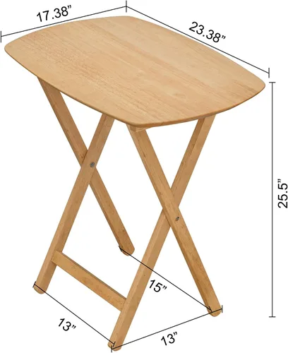 Miniatura 3 de eHemco Mesa plegable de madera dura de gran tamaño para la cena, comer, 25.5 pulgadas, natural