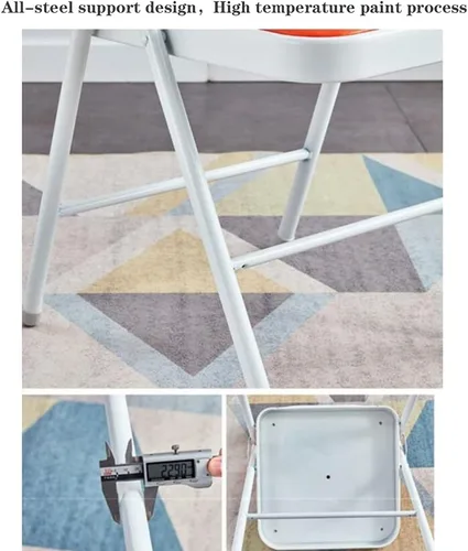 Miniatura 6 de Folding Chairs Silla de escritorio acolchada para muebles, silla de camping, silla de descanso plegable con marco de metal para sillas de oficina