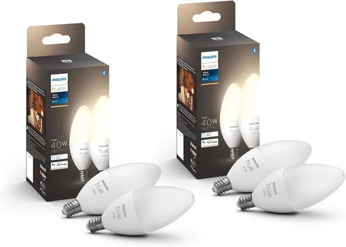 Miniatura 9 de Philips Hue Bombilla LED inteligente en forma de vela B39 de 40 W, luz blanca cálida suave, paquete de 2, 450 lúmenes, E12, interior, control