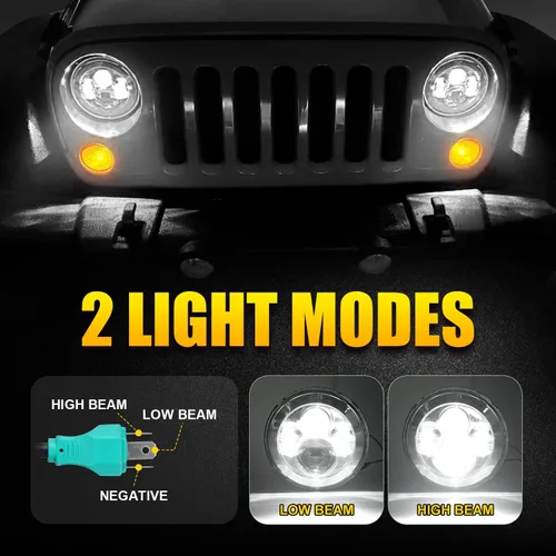 Miniatura 4 de LX-LIGHT Faros delanteros LED 1000% brillantes de 7 pulgadas, antirreflejos, redondos, H6024, compatible con Jeep Wrangler JK, JKU, TJ, TJ, LJ