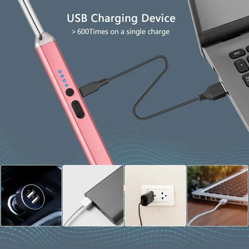 Miniatura 5 de MEIRUBY Encendedor eléctrico recargable USB, encendedor de arco, para campamento, parrillada, deportes, herramienta para apasionados de lo Oro rosa
