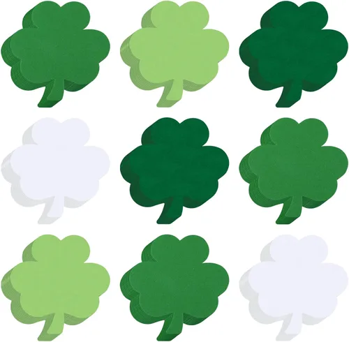Kisston 360 piezas de papel de trébol del día de San Patricio de 3.9 pulgadas, con forma de trébol verde y blanco, troquelados para proyectos de
