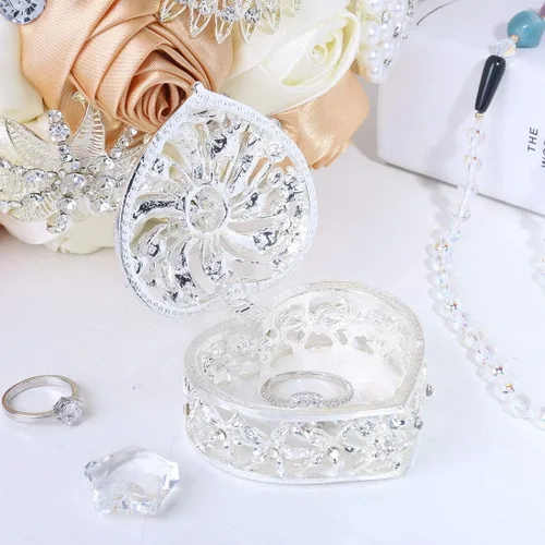 Miniatura 5 de YU FENG Bling Heart - Caja de joyería con bisagras coleccionables de cristal esmaltado con joyas