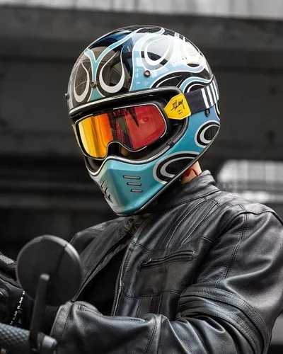 Miniatura 6 de ILM Cascos de motocicleta de cara completa vintage para adultos y hombres, compatible con ciclomotor, cuatrimoto, crucero, scooter, DOT ECE