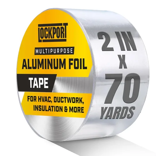 Miniatura 10 de Lockport Cinta de papel de aluminio de 2 pulgadas x 225 pies - Paquete de 3 - Cinta de aluminio HVAC - Sellado de conductos HVAC, ventilación