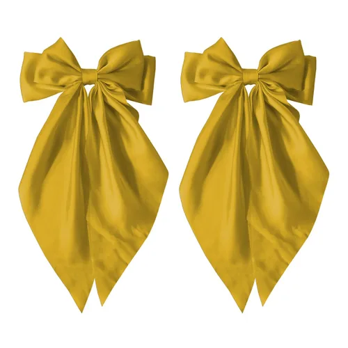 Miniatura 8 de TULOBI Lazos grandes negros para el cabello, 2 unidades, lazo de satén suave, clip para el cabello con clip de metal, accesorio para el cabello