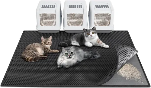 Miniatura 11 de Waretary Tapete para caja de arena para gatos: 36 x 30 pulgadas, impermeable, tapete de captura de arena para gatos y gatos, alfombra de control