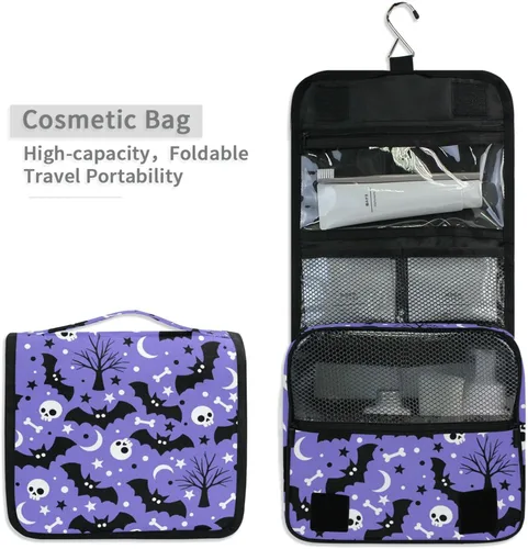 Miniatura 6 de MNSRUU Hanging Toiletry Bag Bats Satellites Skulls and Trees Travel Makeup bag for Toiletries Portable Travel Toiletry Organizer Cosmetic Bags with