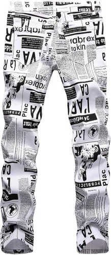 Miniatura 2 de Parches estampados para hombre diseño de retazos de moda ajustados desgastados con agujeros de mezclilla cantantes bailarines
