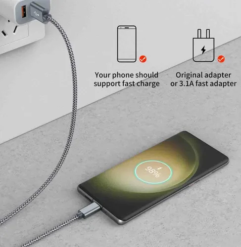 Miniatura 4 de [Paquete de 2, 3.3 pies] Cable USB C de carga rápida USB A a tipo C, cable de carga trenzado para Samsung Galaxy A13 A03s A32 A52 A53, S22 S9 S10E