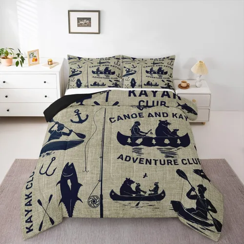 Miniatura 37 de Erosebridal Juego de edredón de pesca tamaño individual para hombres, juego de ropa de cama de peces de lubina para pescadores, niños de caza