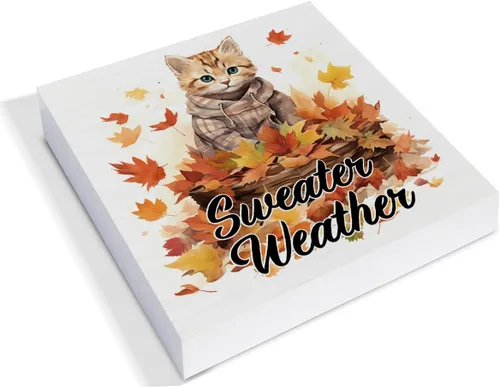 Miniatura 2 de Decoración de otoño para el hogar, decoración de otoño, suéter de madera, letrero de madera de arce y gato, decoración interior para escritorio