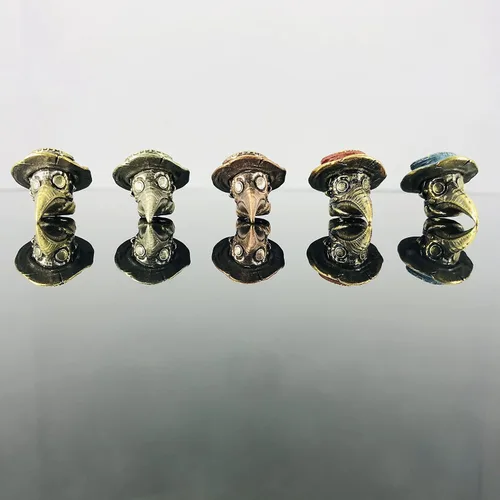 Miniatura 4 de Retro latón Plague Doctor edc perlas llavero DIY accesorios cuentas de paracord
