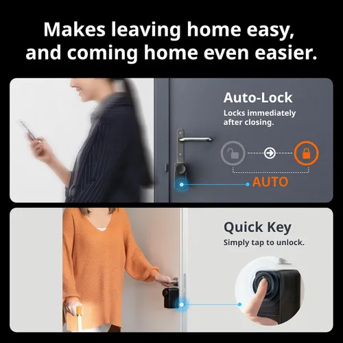 Miniatura 8 de SwitchBot WiFi Cerradura inteligente Pro con teclado táctil, cerradura de puerta de entrada sin llave con escáner de huellas dactilares, cerrojo