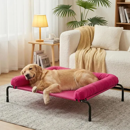 Miniatura 4 de WESTERN HOME Cama elevada refrescante para perros grandes, cama elevada para perros al aire libre, cama portátil para perros con malla transpirable