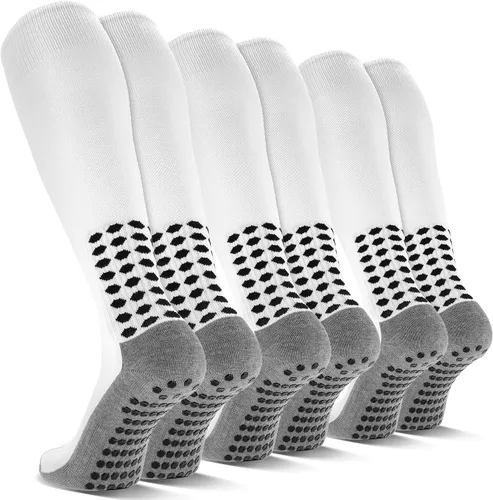 Miniatura 12 de 3 pares de calcetines de fútbol de agarre para hombre, acolchados, antideslizantes, para fútbol, baloncesto, deportes, hasta la rodilla, calcetines