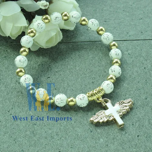 Miniatura 7 de WE Pulsera de cruz de ala de ángel (12 piezas) para niño y niña, recuerdo de bautizo, recuerdo de bautizo, evento de iglesia, Madera, No es una