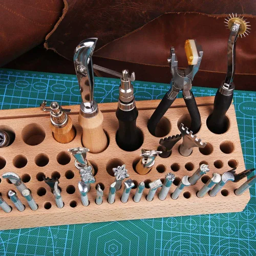 Miniatura 7 de 68 estilos de cuero para herramientas de madera, perforadora de cuero profesional, organizador de herramientas de cuero, caja de almacenamiento
