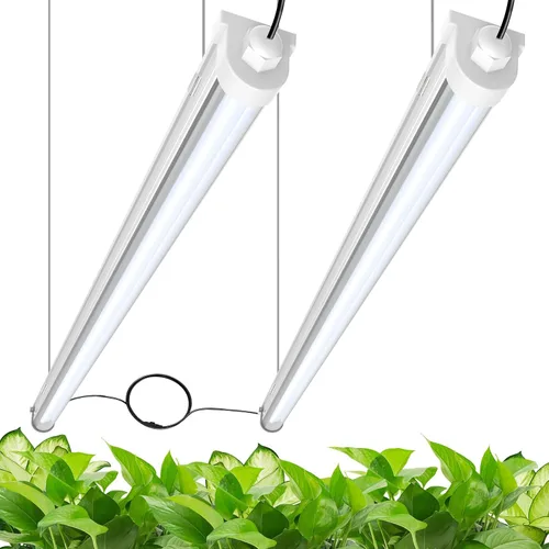 JESLED Luces de cultivo impermeables para plantas de interior, 4 pies de espectro completo 5000K LED para inicio de semillas, plántulas y verduras,