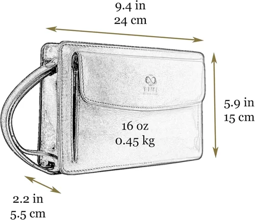 Miniatura 7 de Time Resistance Bolso de mano de cuero para hombre, organizador de muñeca, maletín hecho a mano en Italia, caja de regalo incluida