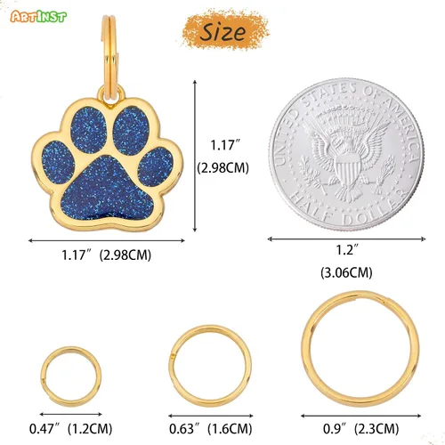 Miniatura 4 de Etiqueta para perro con grabado personalizado hasta 5 líneas de contenido para el nombre e información de tu mascota, bonita etiqueta de Azul