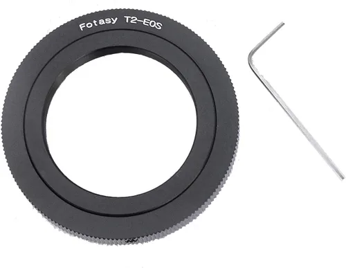 Fotasy Adaptador ajustable de lente T2 a cañón EF EFS, adaptador de lente de telescopio de montaje en T, enfoque infinito, compatible con Canon DSLR