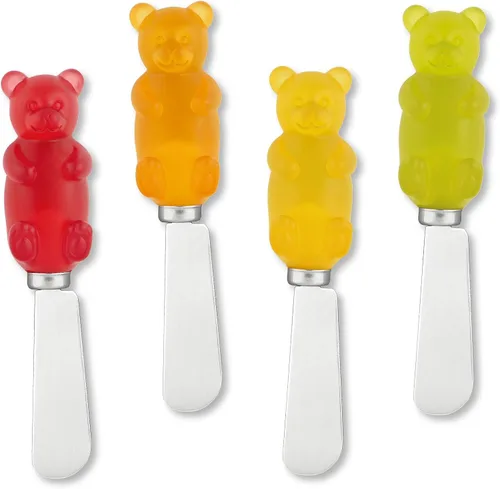 Miniatura 8 de Supreme Housewares Cuchillos esparcidores de queso y mantequilla, decoración navideña, mango de resina pintado a mano de 4 piezas con hoja de acero