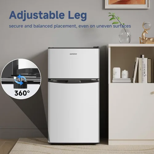 Miniatura 6 de BANGSON Mini refrigerador de 3.2 pies cúbicos con congelador, refrigerador pequeño de oficina de 2 puertas, refrigerador compacto silencioso