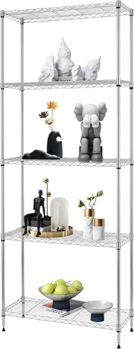 Miniatura 19 de FDW - Estantería metálica : 6 estantes de alambre de acero resistente ajustables, con ruedas, 48 pulgadas (L) x 18 pulgadas (An) x 76 pulgadas (A)