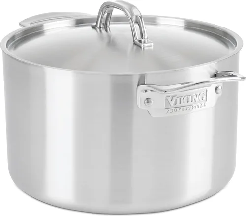 Miniatura 7 de Viking Olla de acero inoxidable de 5 capas, olla de cocina de sopa de 6 cuartos de galón con tapa, utensilios de cocina, acabado satinado