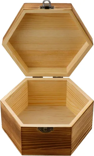 Miniatura 7 de Caja de madera KUMGROT con tapa con bisagras - Caja de regalo vintage con superficie escribible, caja de almacenamiento de madera maciza hecha a