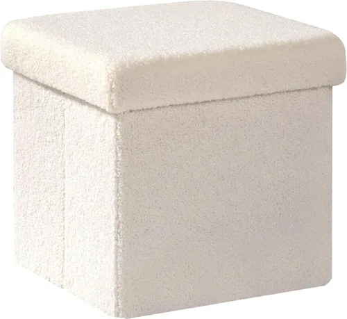 Miniatura 19 de PINPLUS Otomanas otomanas de almacenamiento con forma cuadrada con reposapiés de almacenamiento para sala de estar, asiento otomano Boucle para Negro