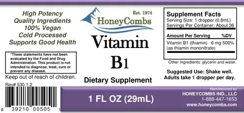 Miniatura 3 de HoneyCombs Gotas de vitamina B2 (riboflavina) - 1 onza líquida + gotas de vitamina B1 (tiamina) - 1 onza líquida