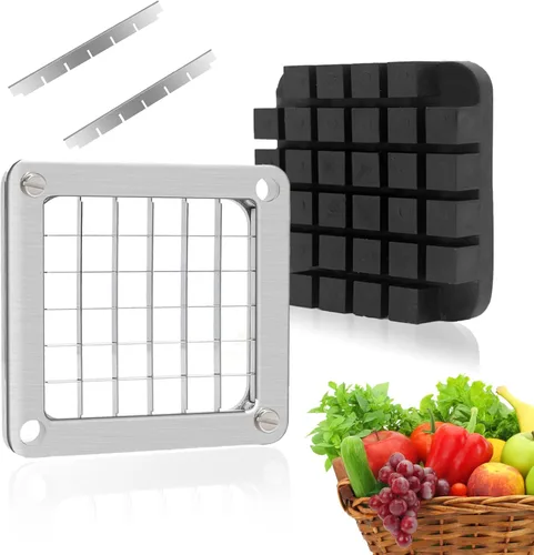 Hoja de Reemplazo Chopper de 1/2 Pulgada, Hoja de Acero Inoxidable y Bloque Empujador Comercial para Picadora de Verduras y Dados, Cortador de