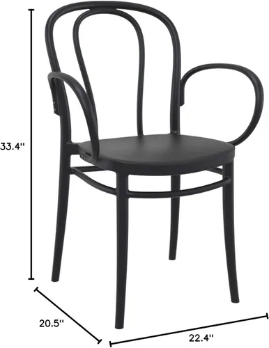 Miniatura 3 de Compamia Victor XL Silla de resina para exteriores, color negro (juego de 2)