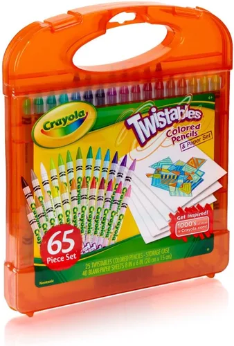 Miniatura 3 de Crayola, kit de lápices de colores girables (25 unidades), herramientas de artes plásticas, 40 hojas de papel y estuche para guardar.