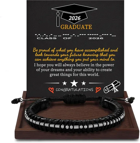Miniatura 36 de Regalos inspiradores para hombres, pulseras con código morse, pulseras para hombre, regalos de graduación para él, Día del Padre, pulsera de cuero