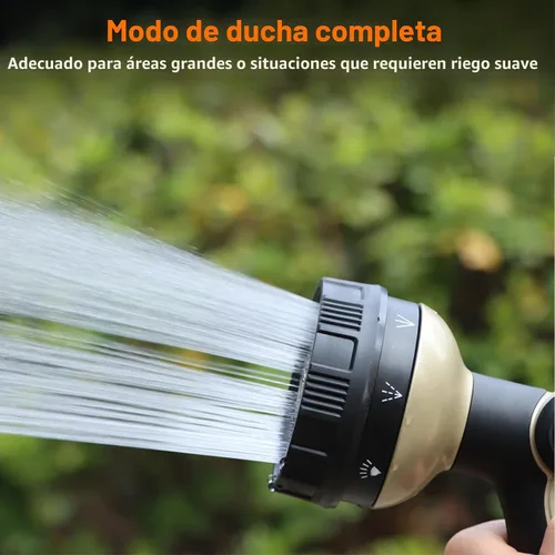 Miniatura 8 de Restmo - Boquilla completa para manguera de ducha, boquilla de pulverización de metal para manguera de jardín, 8 patrones de pulverización, boquilla