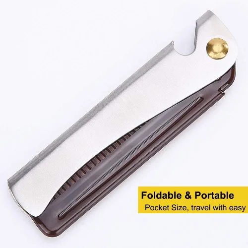 Miniatura 4 de Peine plegable de acero inoxidable, peine de bolsillo para hombres y mujeres, plateado