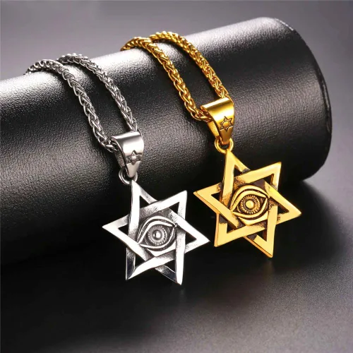 Miniatura 6 de U7 Colgante y cadena de ojo de Horus joyería egipcia para hombre acero inoxidable chapado en oronegro collares Ra del antiguo Egipto