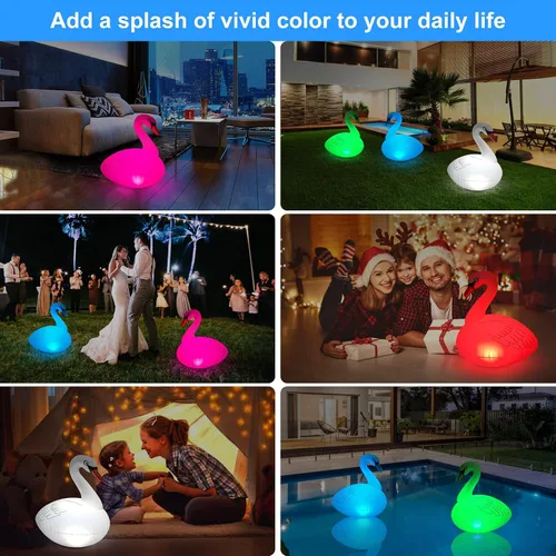 Miniatura 6 de Goallim Luces solares flotantes para piscina, paquete de 2 unidades, luces inflables impermeables de cisne, luces LED que brillan en la oscuridad