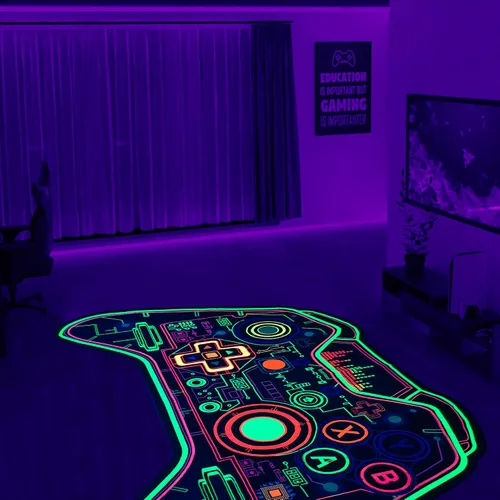 Miniatura 4 de Alfombra de juegos para adolescentes y niños, alfombra de jugadores que brilla en la luz negra, alfombra antideslizante para habitación de niños