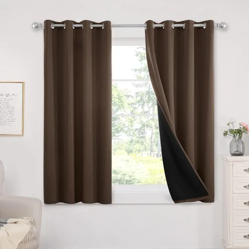 Miniatura 82 de Deconovo Cortinas 100% opacas, cortinas de ventana con aislamiento térmico, paneles reductores de ruido, cortinas de forro negro, con ojales