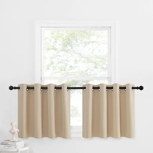 Miniatura 164 de NICETOWN Cortinas opacas de cocina para ventana sobre el fregadero, aislamiento térmico, decoración del hogar, pequeños niveles opacos con ojales